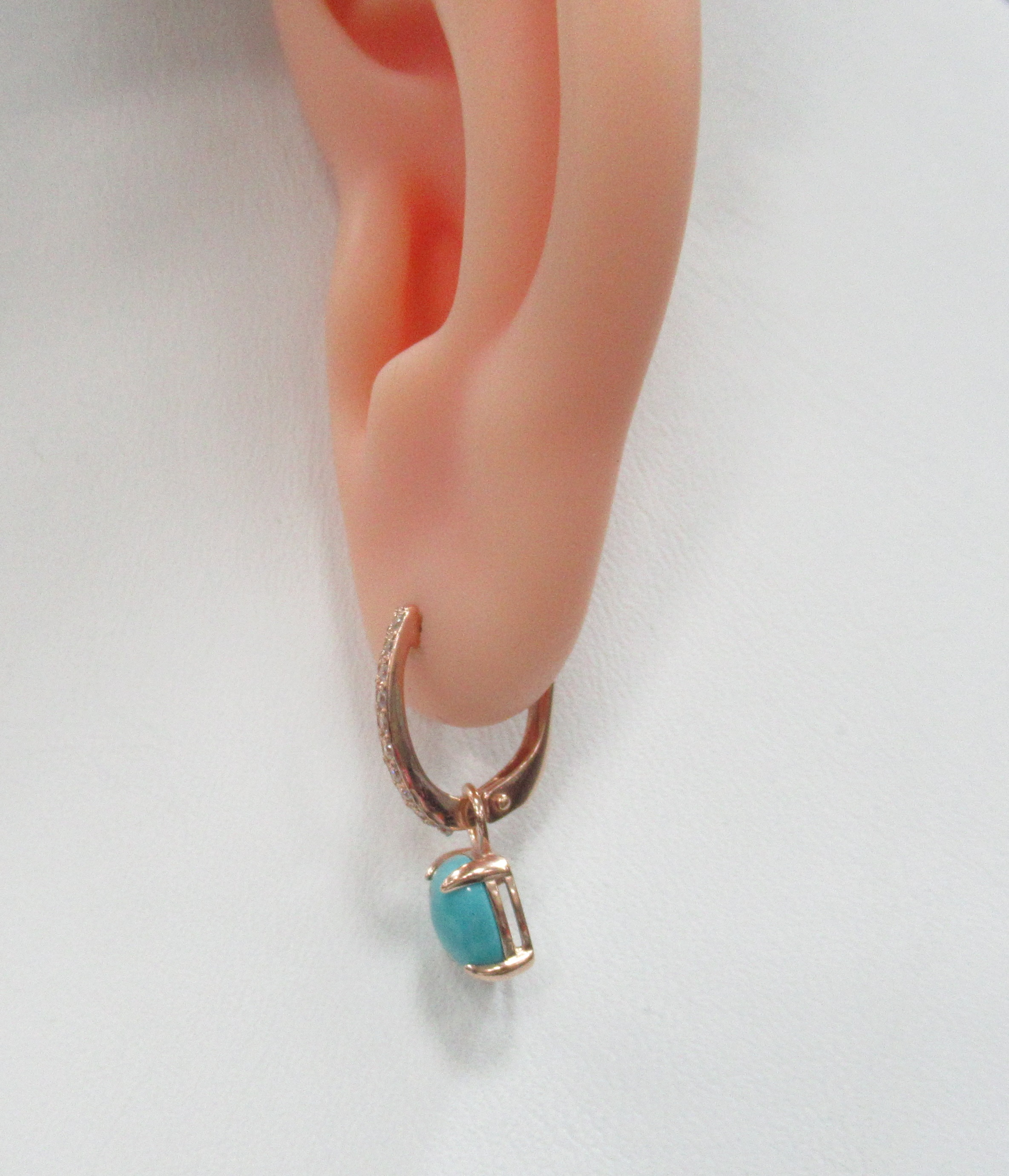 Серебряные серьги-трансформеры с бирюзой